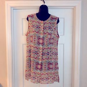 CABI sheer colorful tunic L
